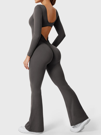 Yeoreo Lizvette Flare Long Sleeve V-back Jumpsuit