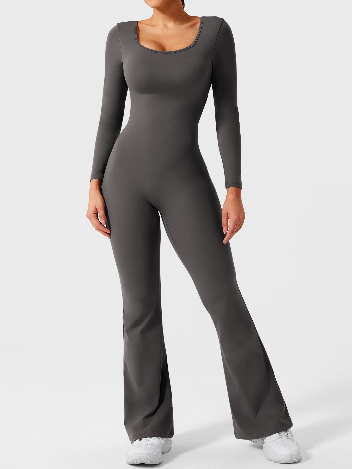 Yeoreo Lizvette Flare Long Sleeve V-back Jumpsuit