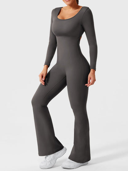 Yeoreo Lizvette Flare Long Sleeve V-back Jumpsuit