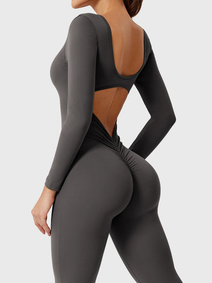 Yeoreo Lizvette Flare Long Sleeve V-back Jumpsuit