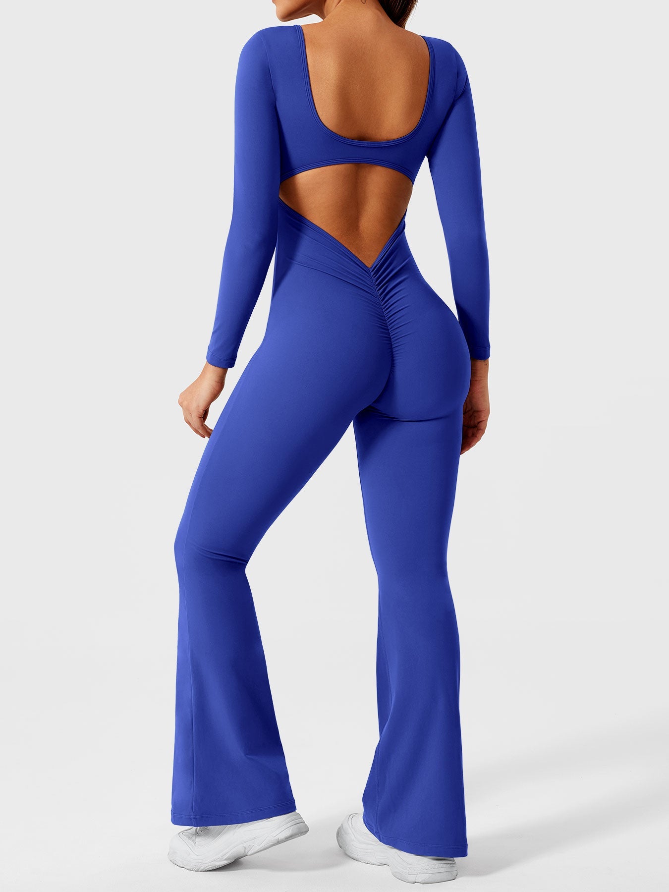 Yeoreo Lizvette Flare Long Sleeve V-back Jumpsuit
