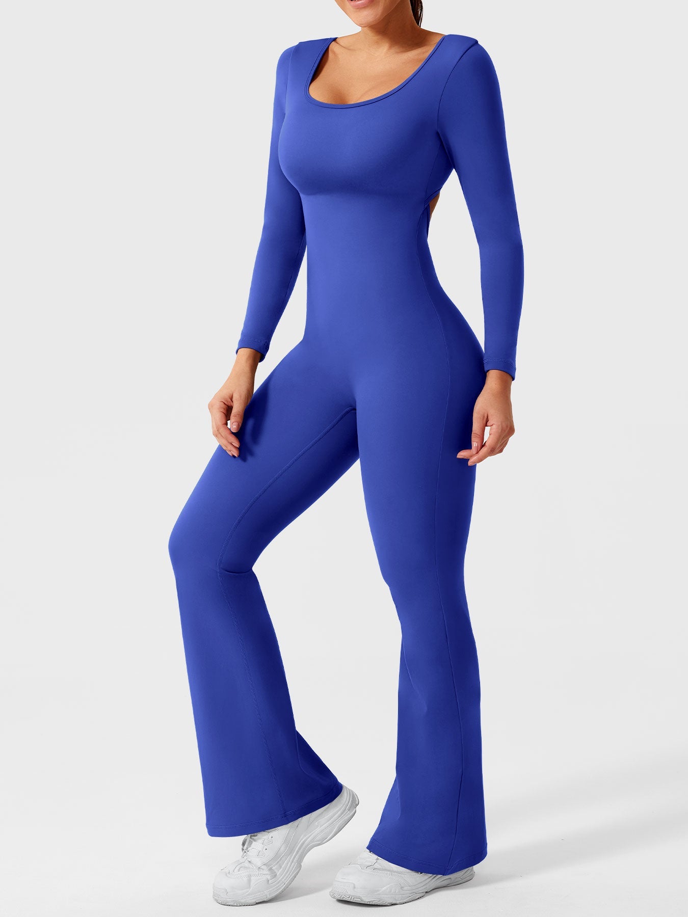Yeoreo Lizvette Flare Long Sleeve V-back Jumpsuit