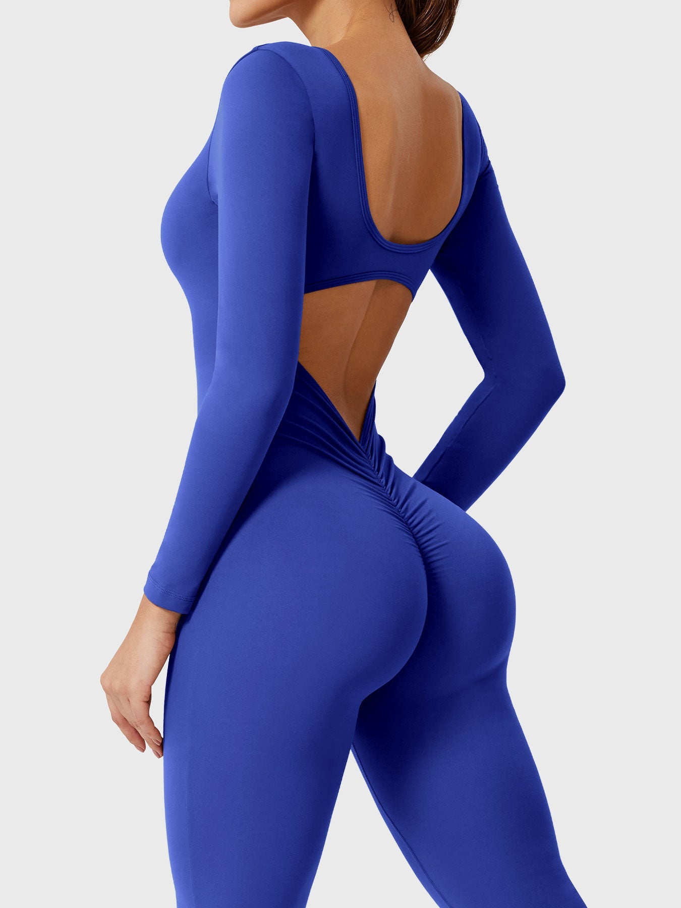 Yeoreo Lizvette Flare Long Sleeve V-back Jumpsuit