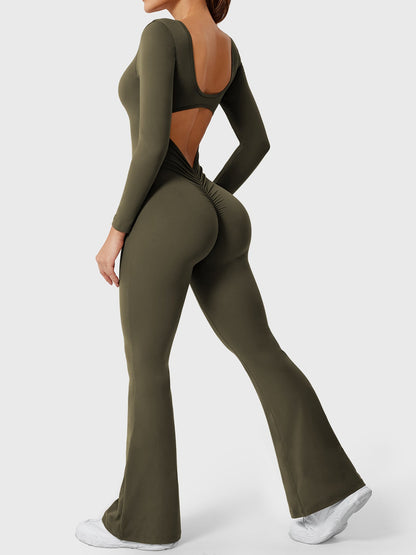 Yeoreo Lizvette Flare Long Sleeve V-back Jumpsuit