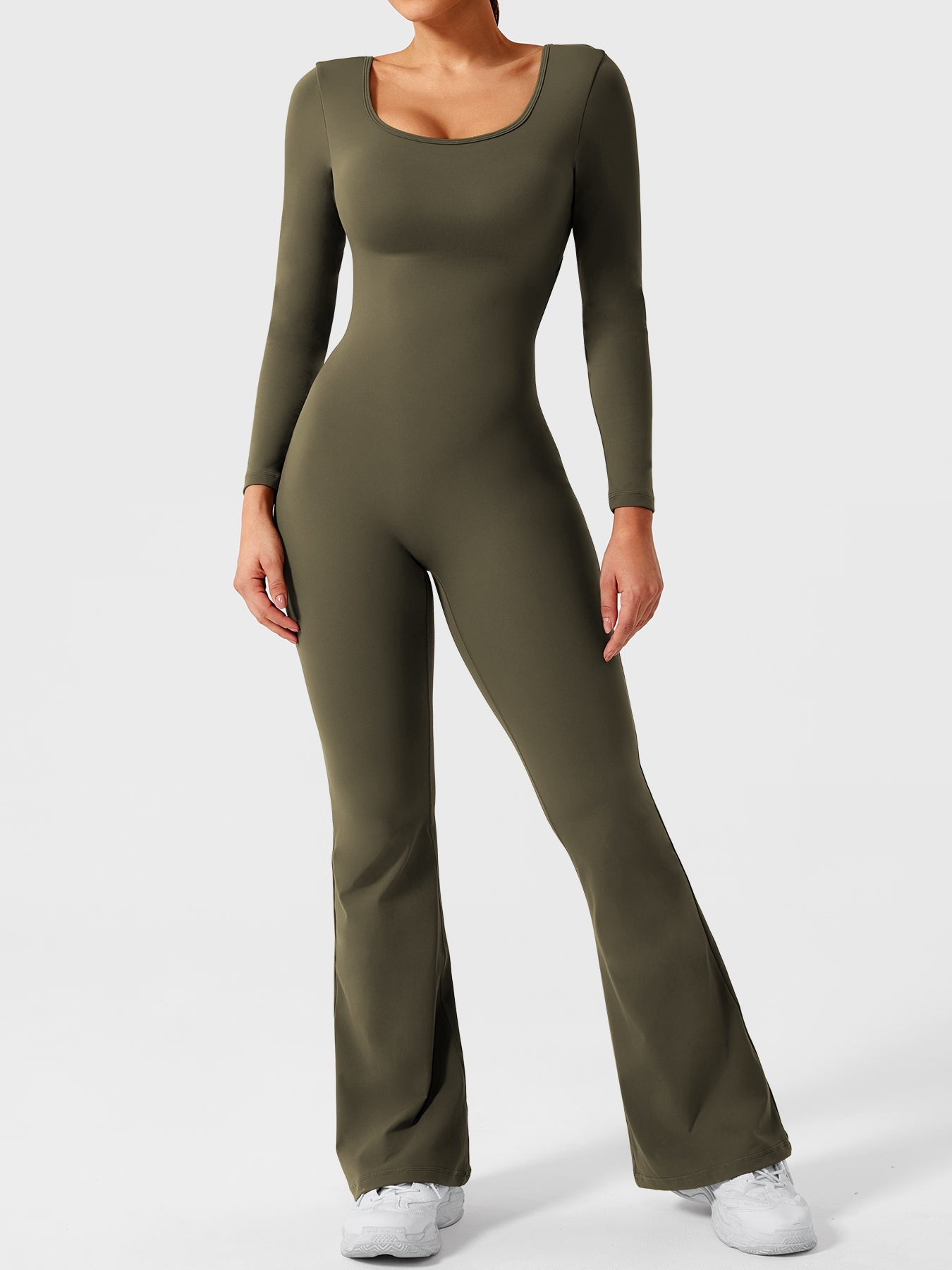 Yeoreo Lizvette Flare Long Sleeve V-back Jumpsuit