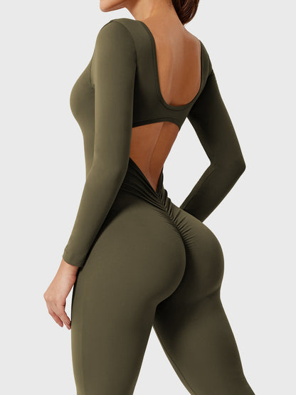 Yeoreo Lizvette Flare Long Sleeve V-back Jumpsuit