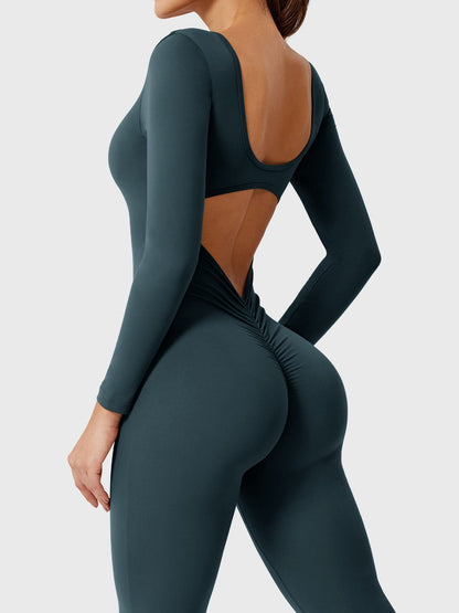 Yeoreo Lizvette Flare Long Sleeve V-back Jumpsuit