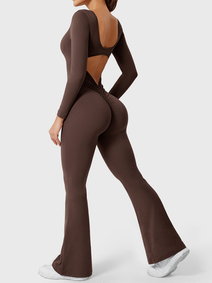 Yeoreo Lizvette Flare Long Sleeve V-back Jumpsuit
