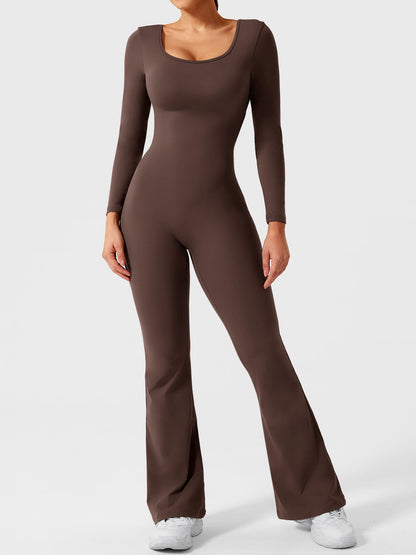 Yeoreo Lizvette Flare Long Sleeve V-back Jumpsuit