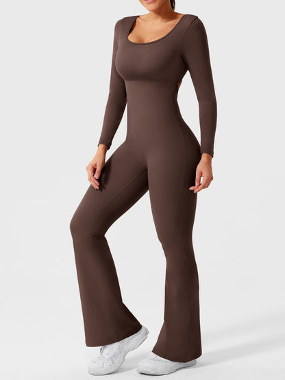 Yeoreo Lizvette Flare Long Sleeve V-back Jumpsuit