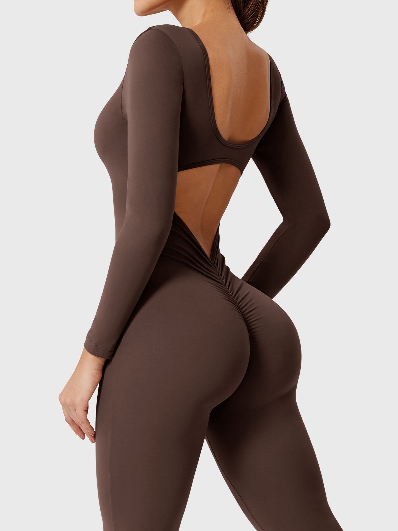 Yeoreo Lizvette Flare Long Sleeve V-back Jumpsuit