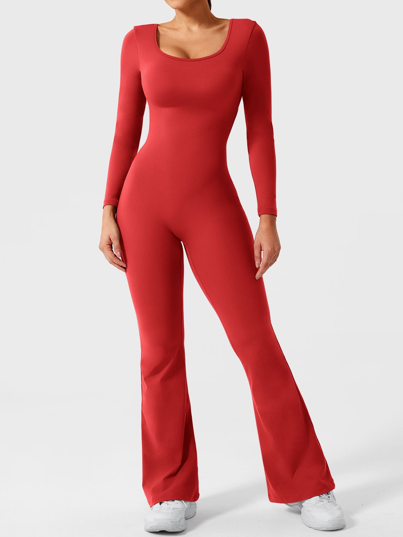 Yeoreo Lizvette Flare Long Sleeve V-back Jumpsuit