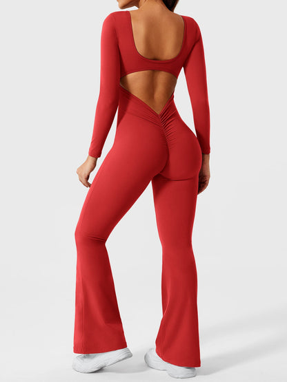 Yeoreo Lizvette Flare Long Sleeve V-back Jumpsuit