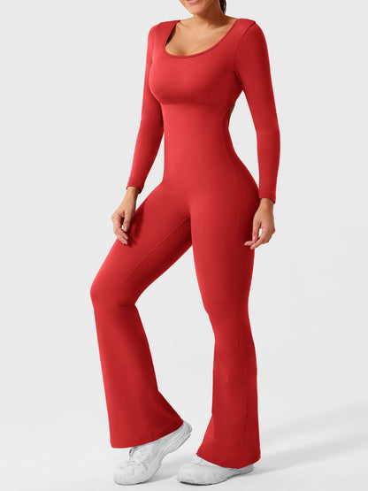Yeoreo Lizvette Flare Long Sleeve V-back Jumpsuit