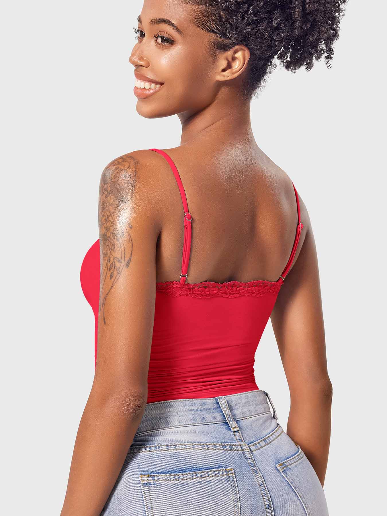 Haut débardeur en dentelle à col carré Yeoreo Annabely