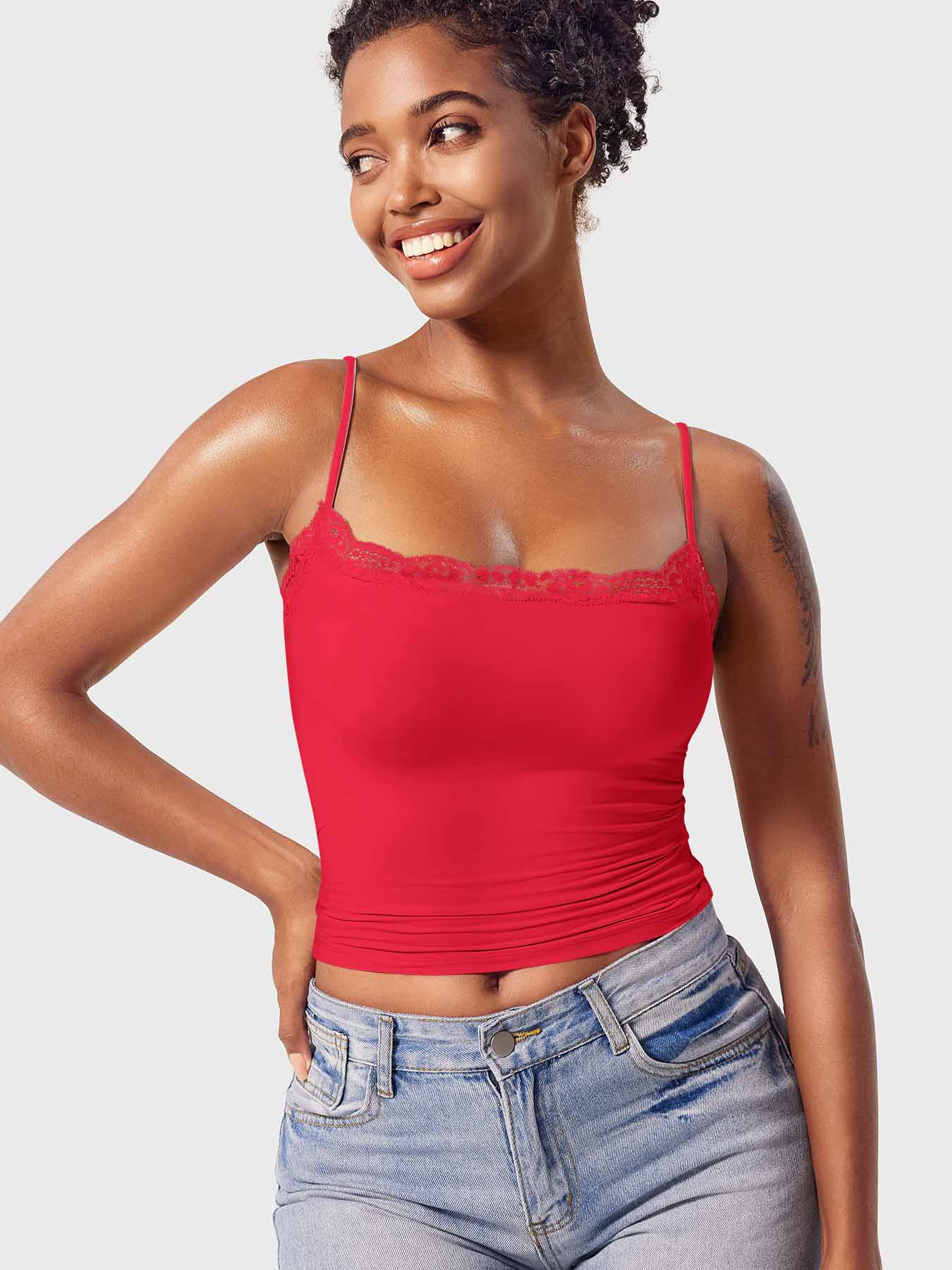 Haut débardeur en dentelle à col carré Yeoreo Annabely